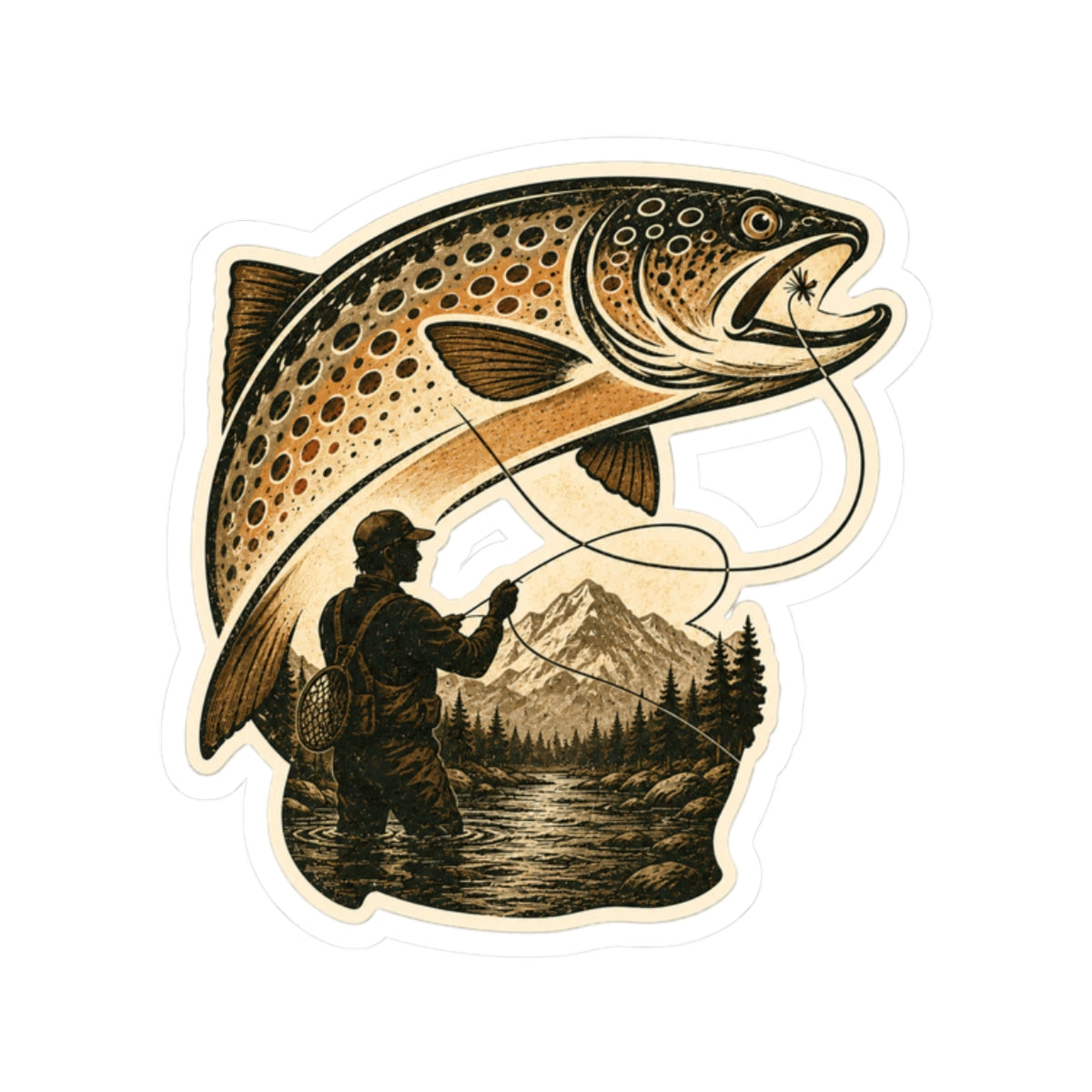 Mountain Fly Fishing Trout Sticker – Male 3 inch Matte