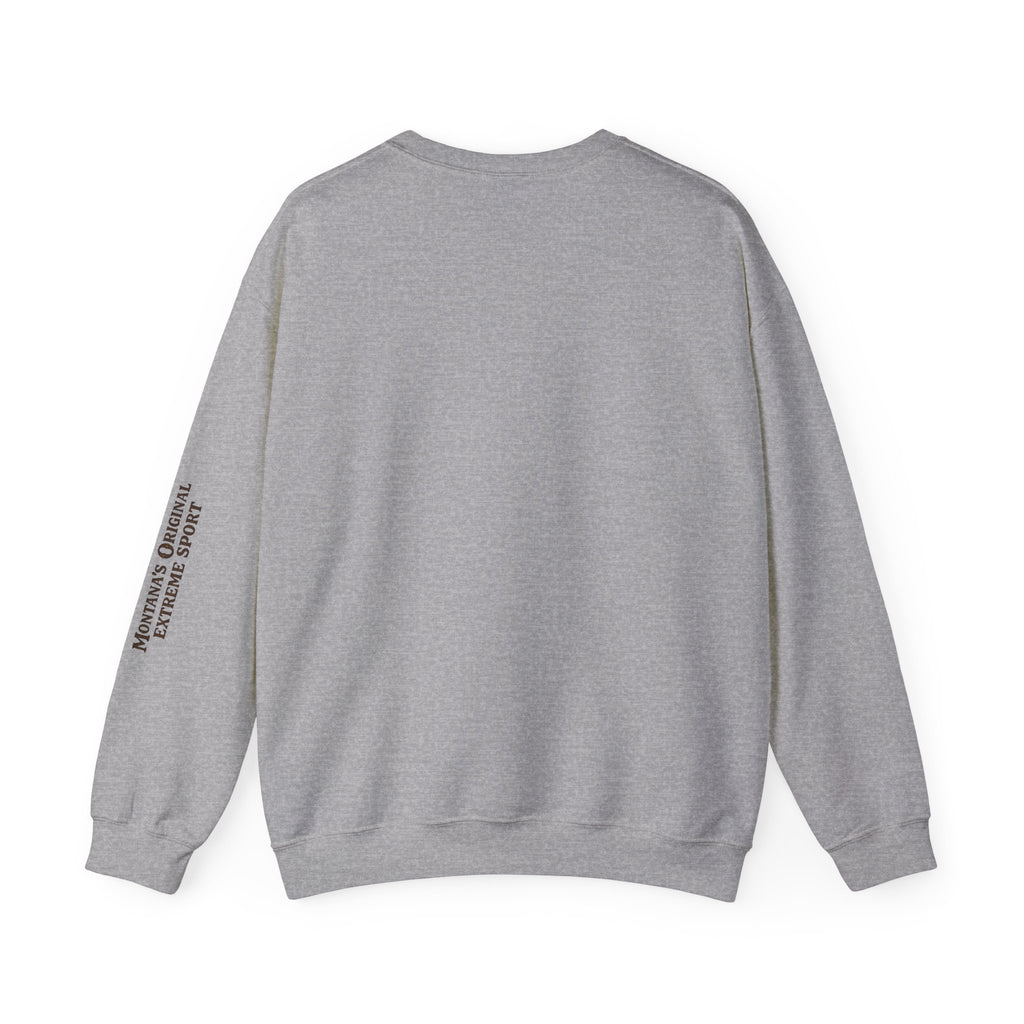 Wild Rides, Wilder Legends — Sasquatch Bison Rider, Crewneck Sweatshirt