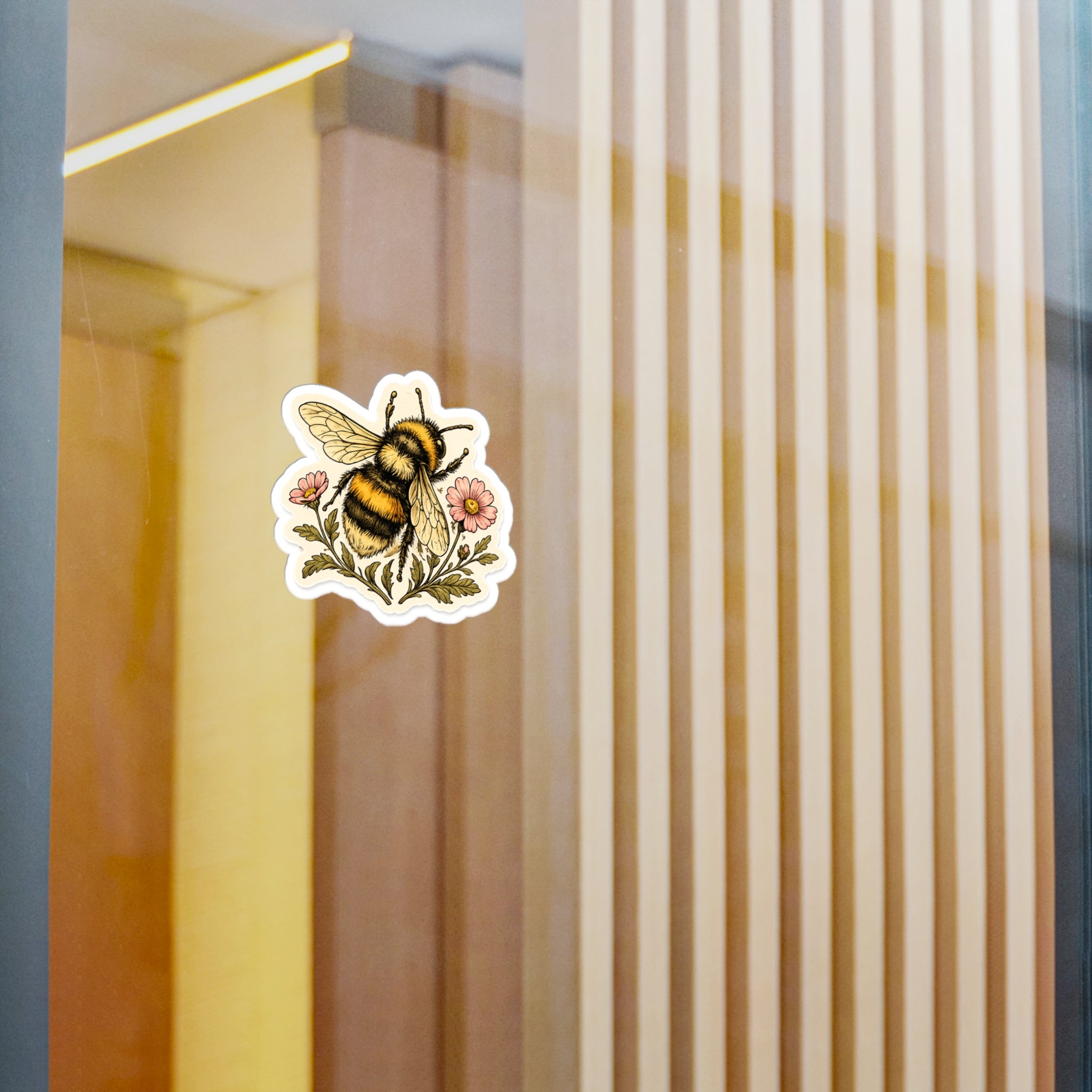Bumblebee Floral Sticker — 3 inch Glossy