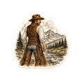 Cowboy in the Rockies Sticker — 3 inch Matte
