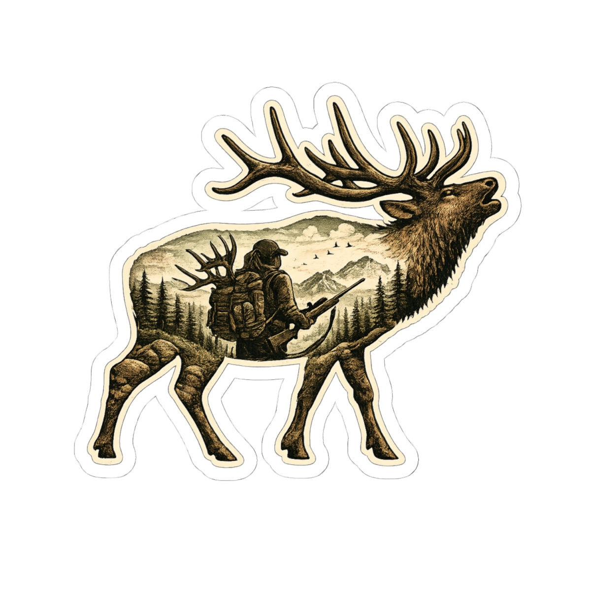 Bull Elk Hunter Sticker  – Female Version - 3 inch