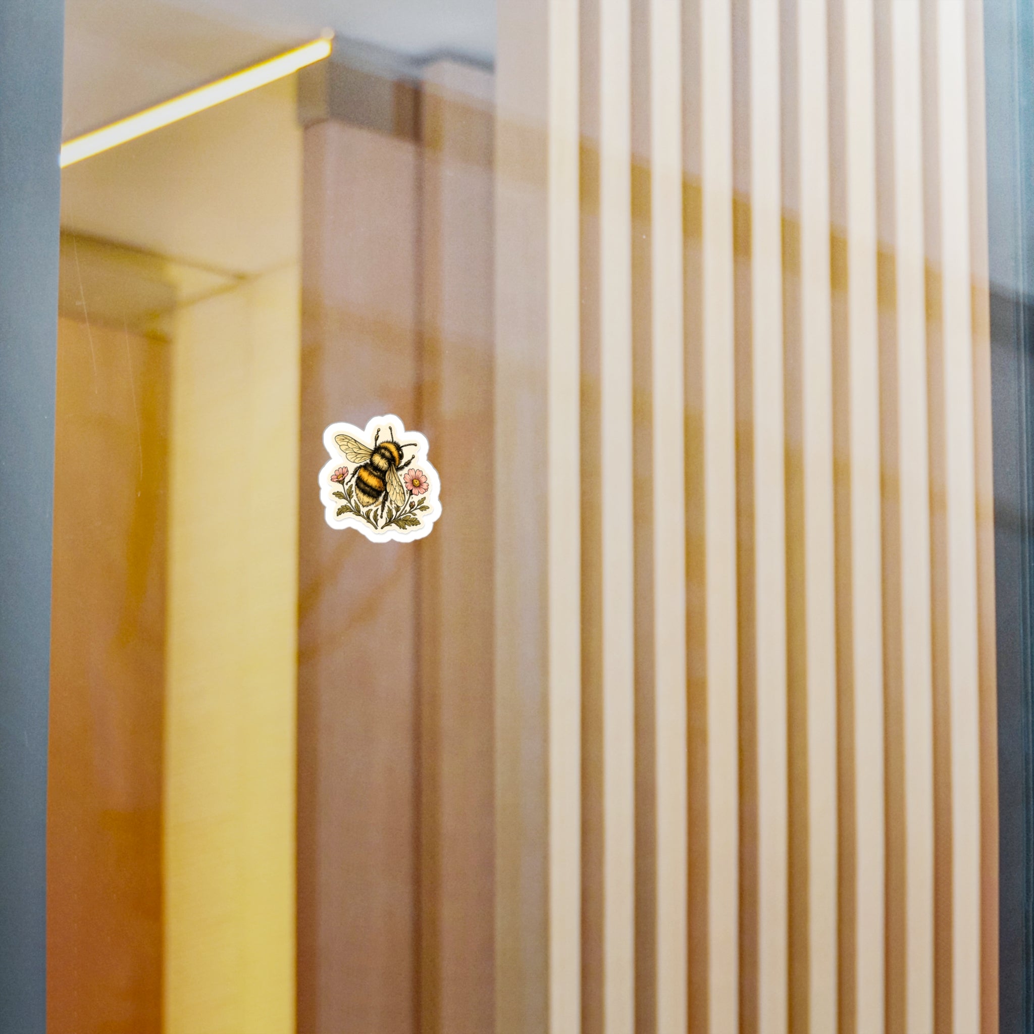 Bumblebee Floral Sticker — 3 inch Glossy