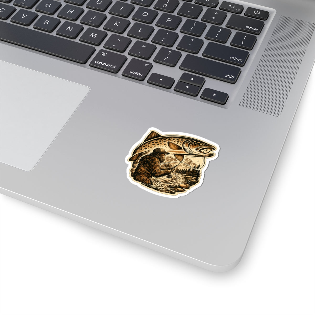 Sasquatch Fly Fishing Trout Sticker — 3 inch Glossy