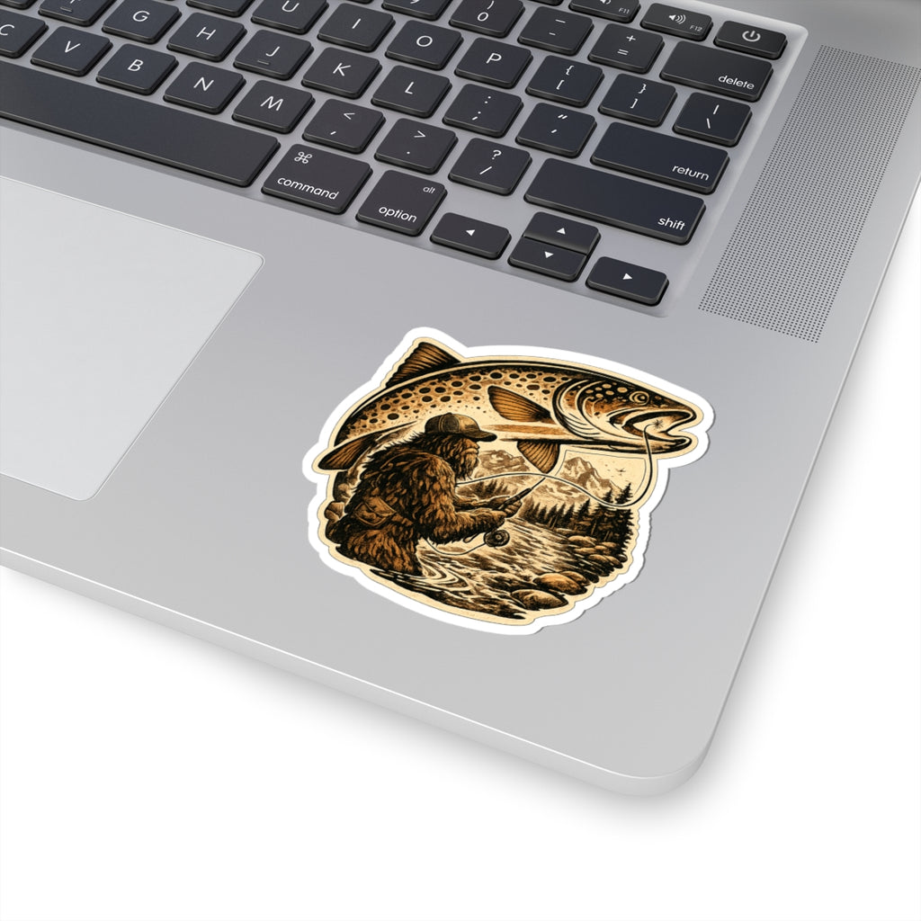 Sasquatch Fly Fishing Trout Sticker — 3 inch Glossy