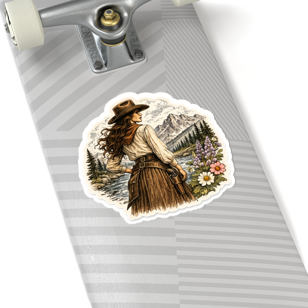 Vintage Western Cowgirl Sticker — 3 inch Matte
