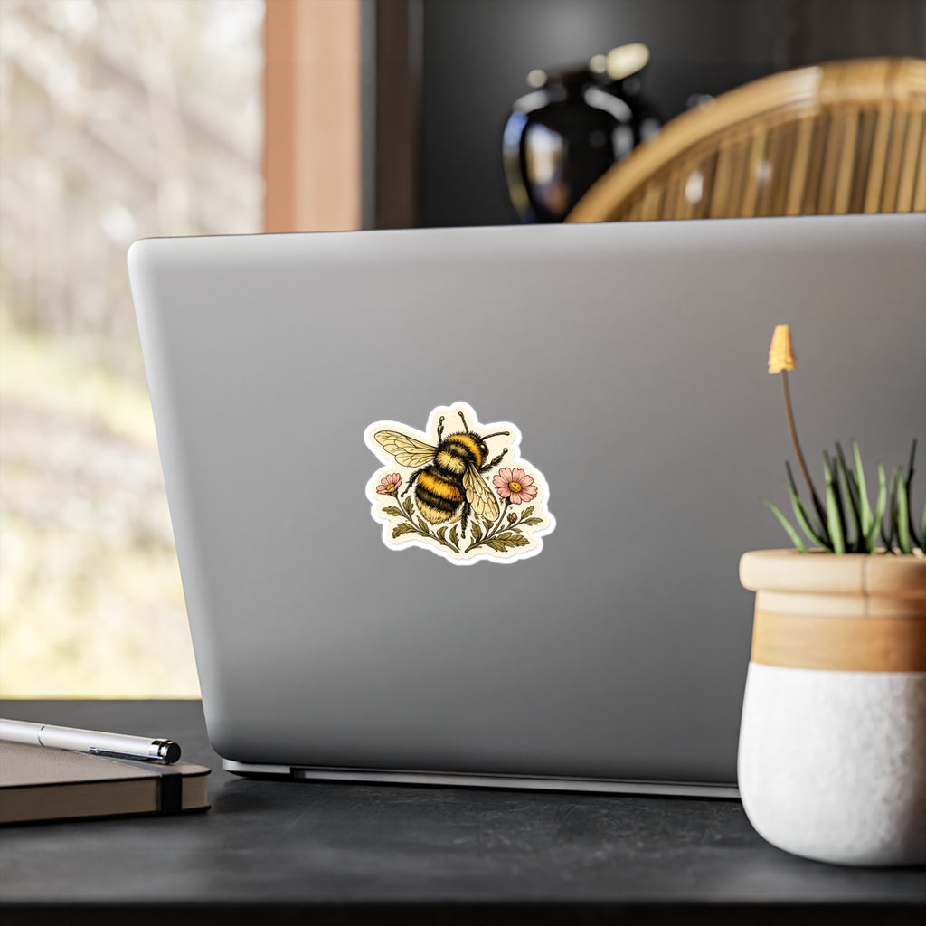 Bumblebee Floral Sticker — 3 inch Glossy