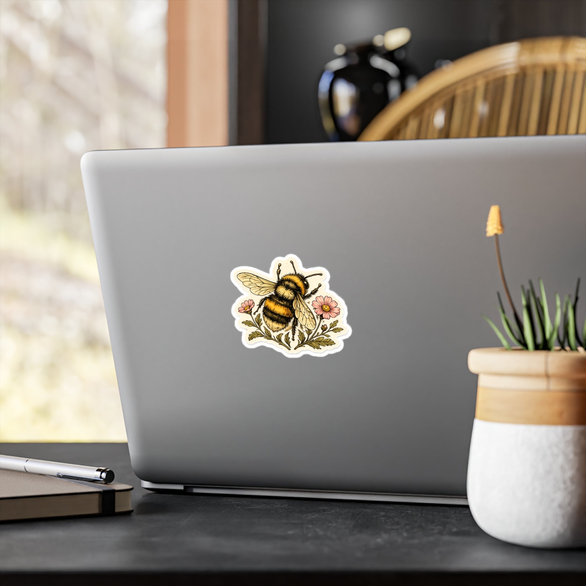 Bumblebee Floral Sticker — 3 inch Glossy