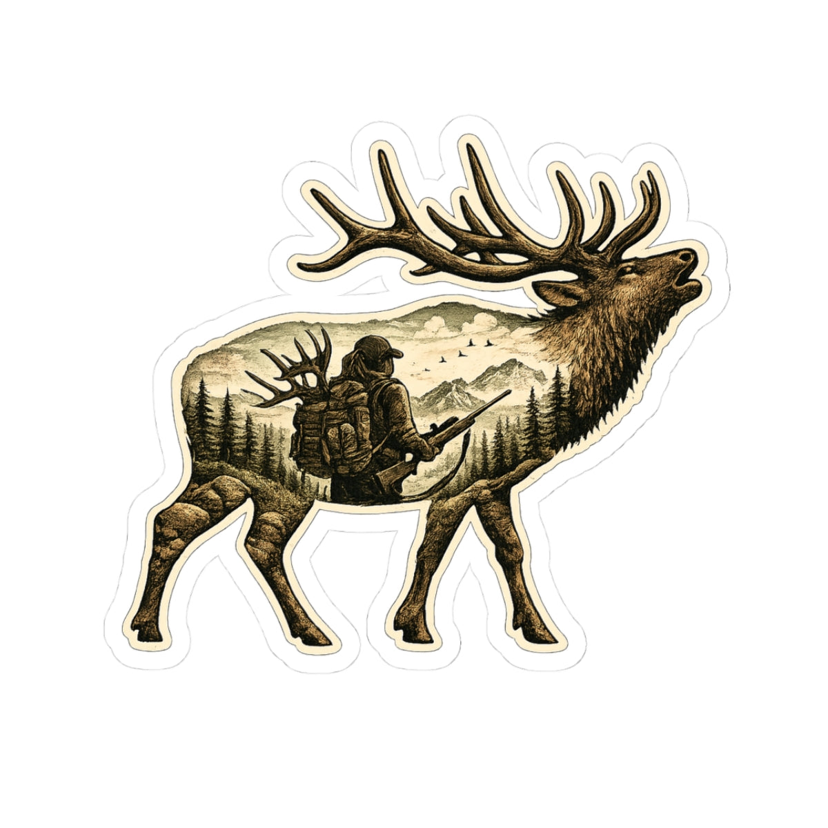 Bull Elk Hunter Sticker  – Female Version - 3 inch