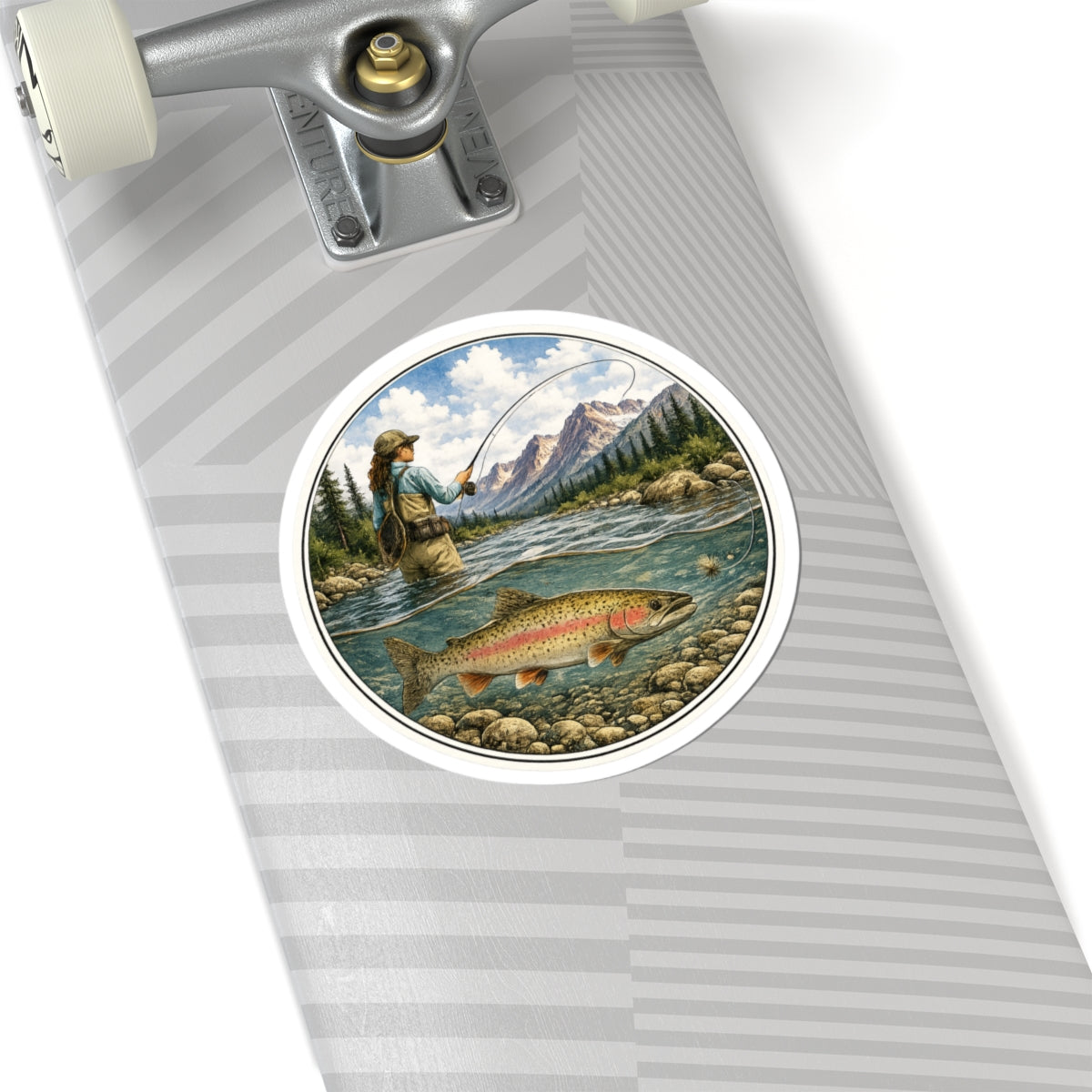 Female Angler & Rainbow Trout - 3 inch Matte