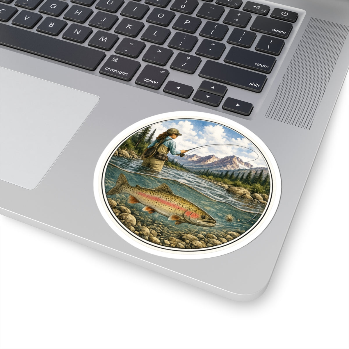 Female Angler & Rainbow Trout - 3 inch Matte