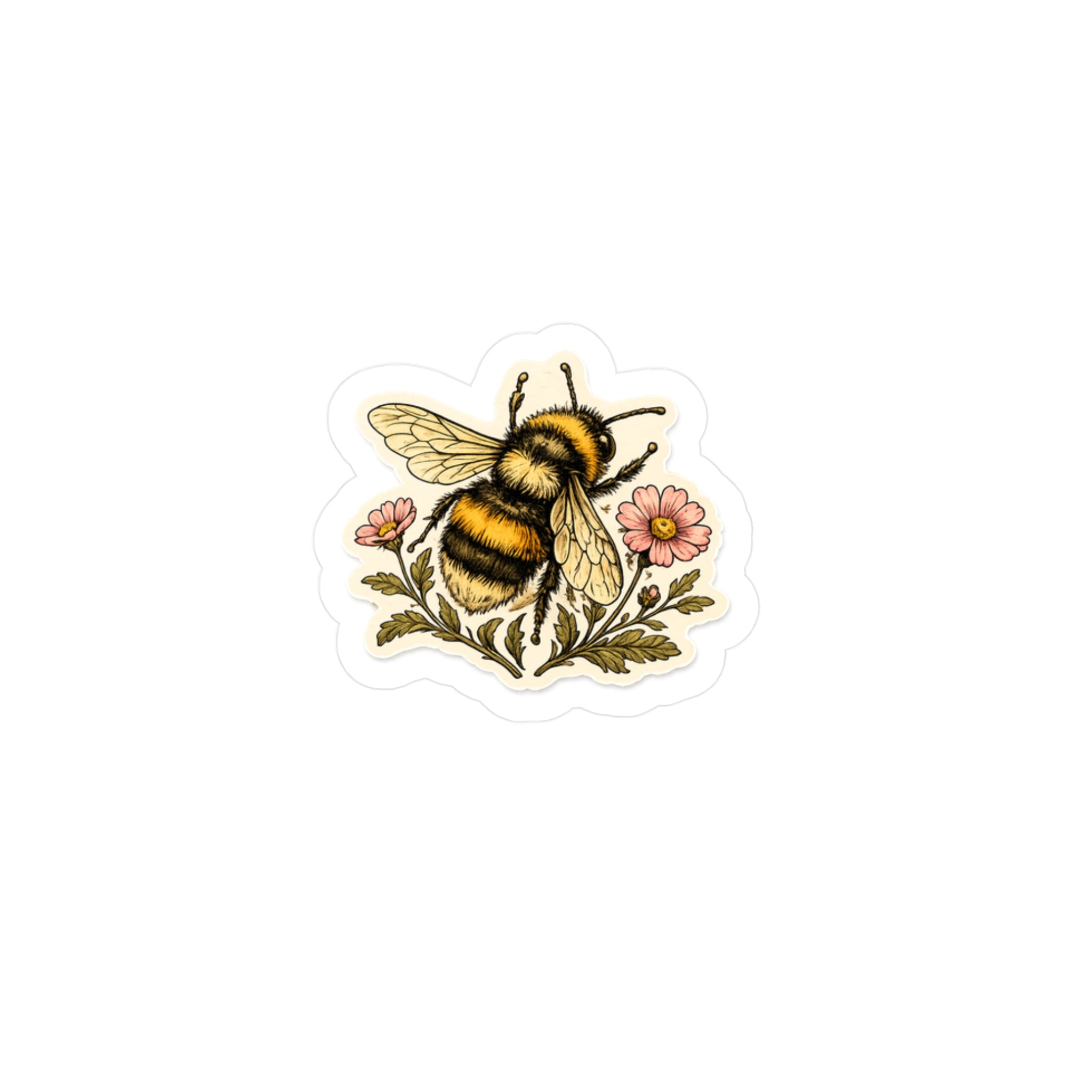 Bumblebee Floral Sticker — 3 inch Glossy