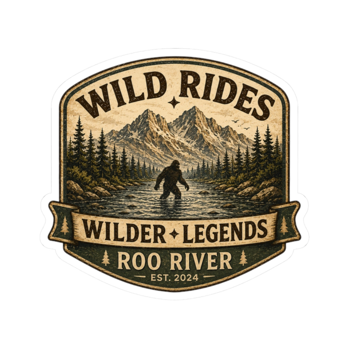 Wild Rides, Wilder Legends Sasquatch Sticker Sticker — 3 inch Glossy