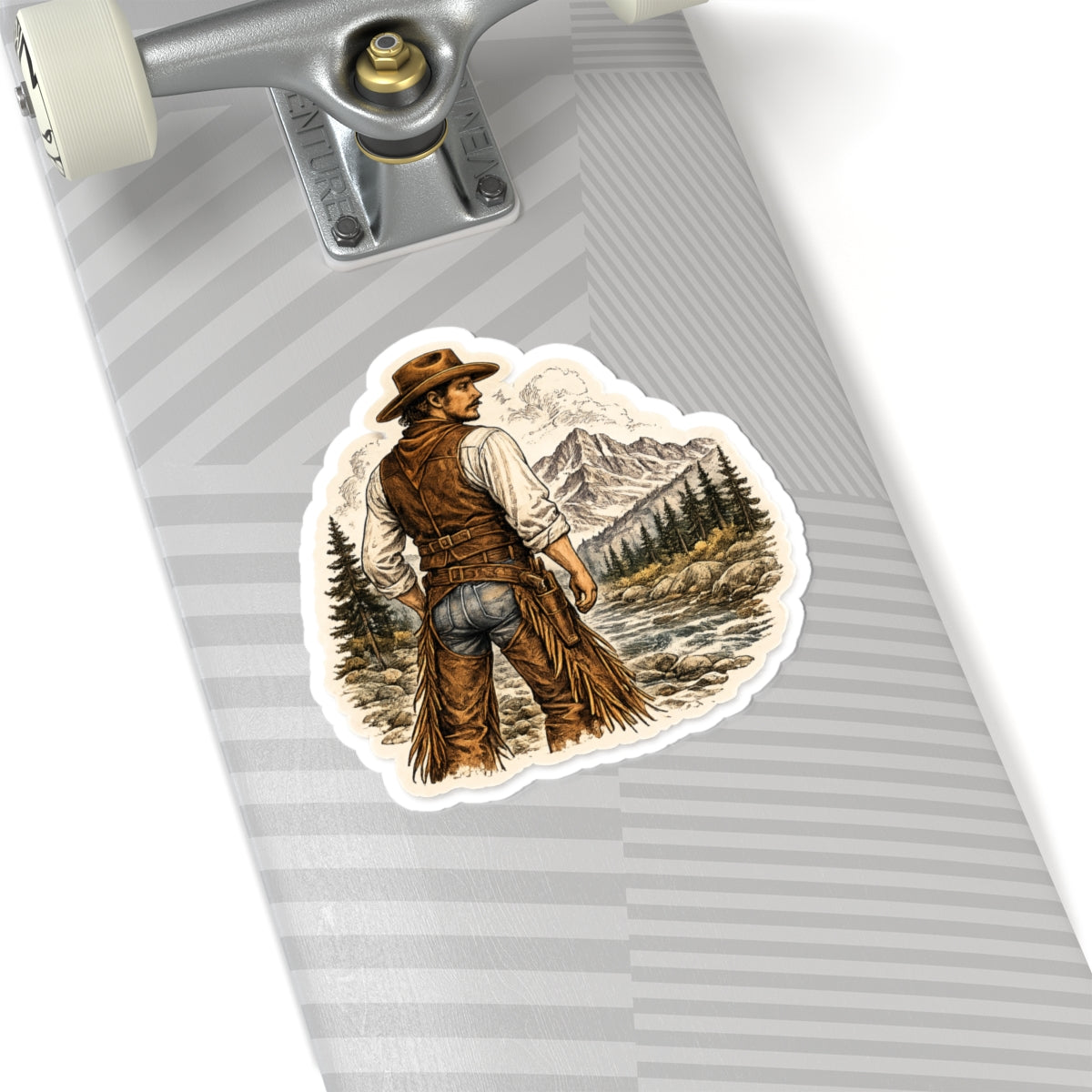 Cowboy in the Rockies Sticker — 3 inch Matte