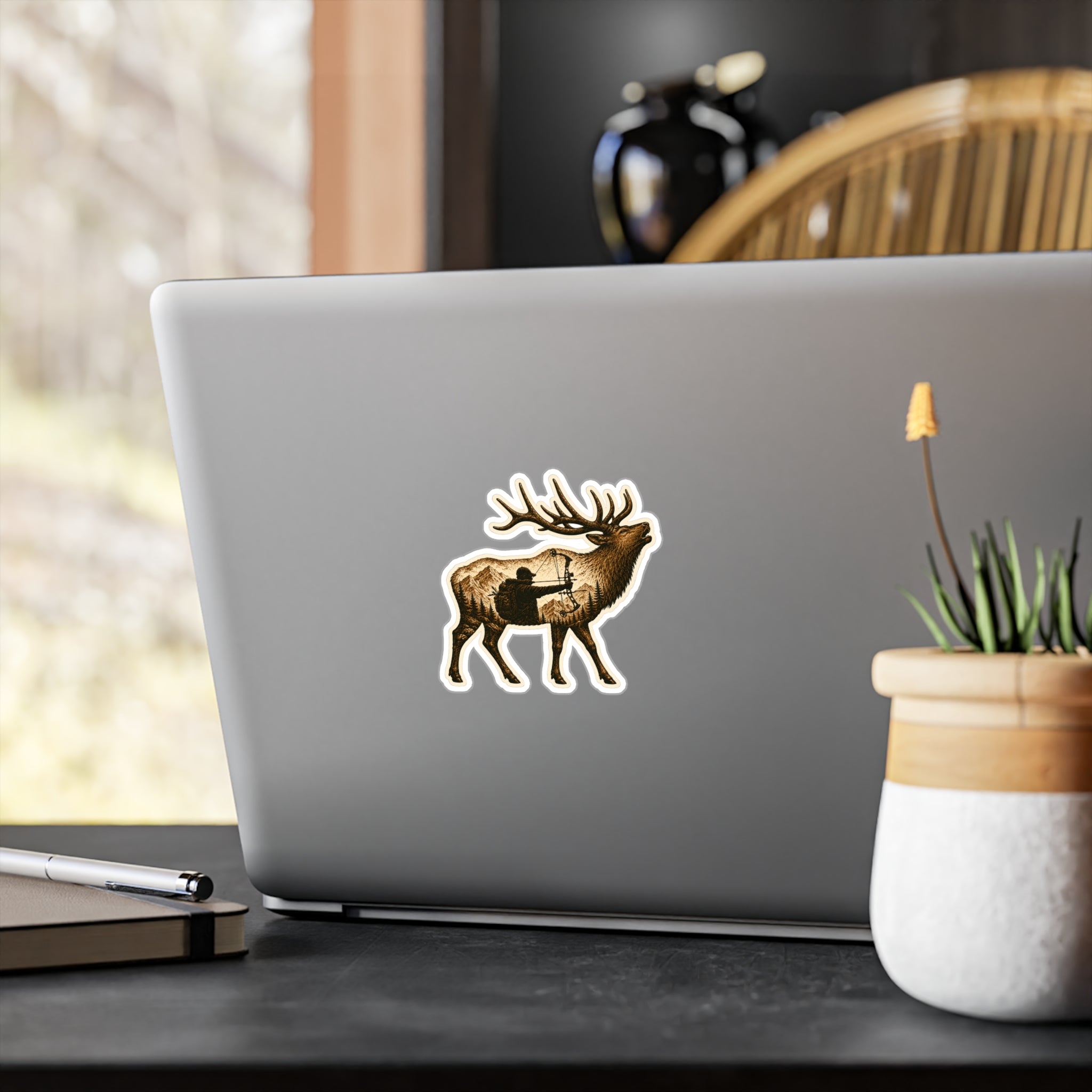 Water Resistant Bull Elk Archery Sticker — 3 inch glossy