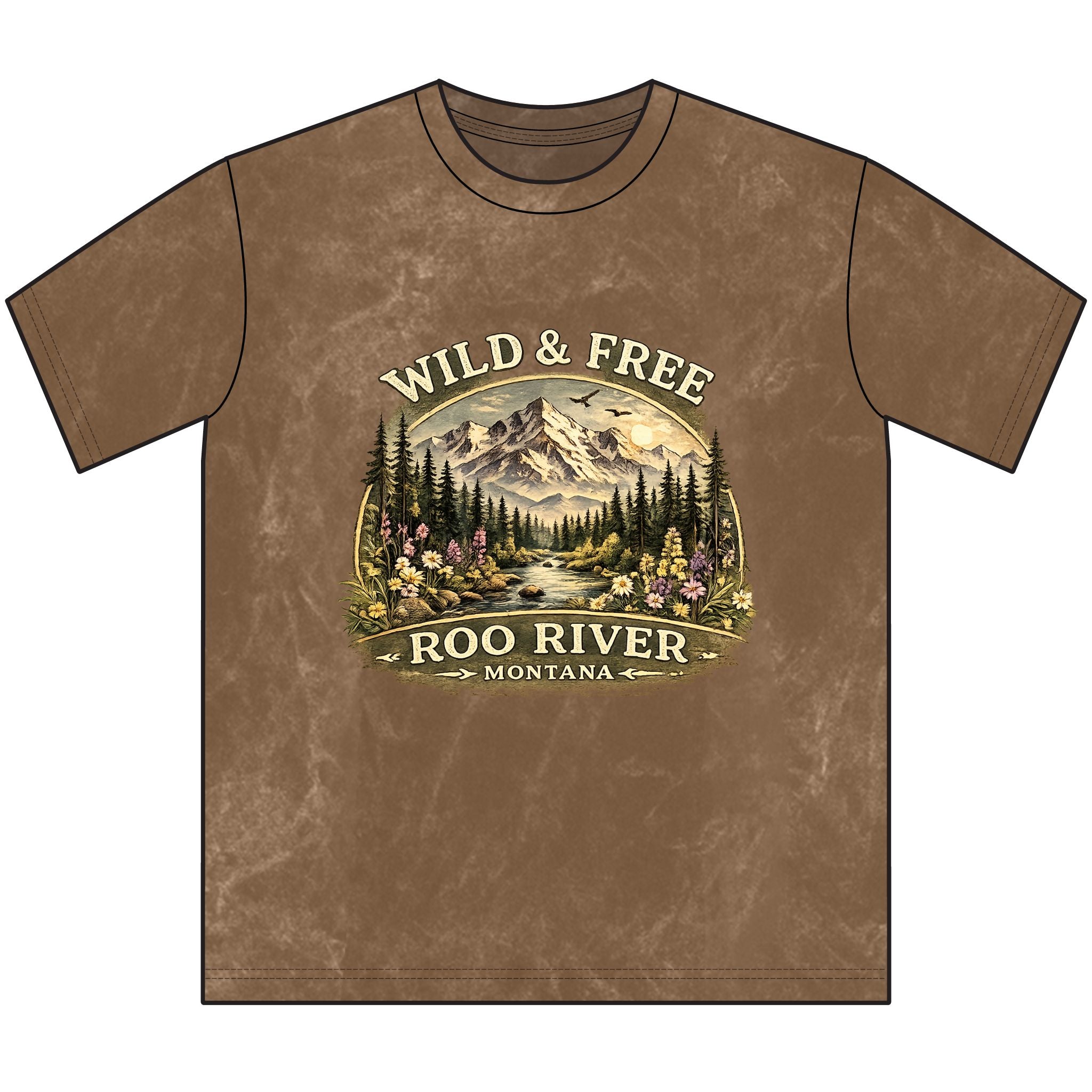 Wild & Free Roo River Montana Tee — Vintage Outdoor Mountain T-Shirt