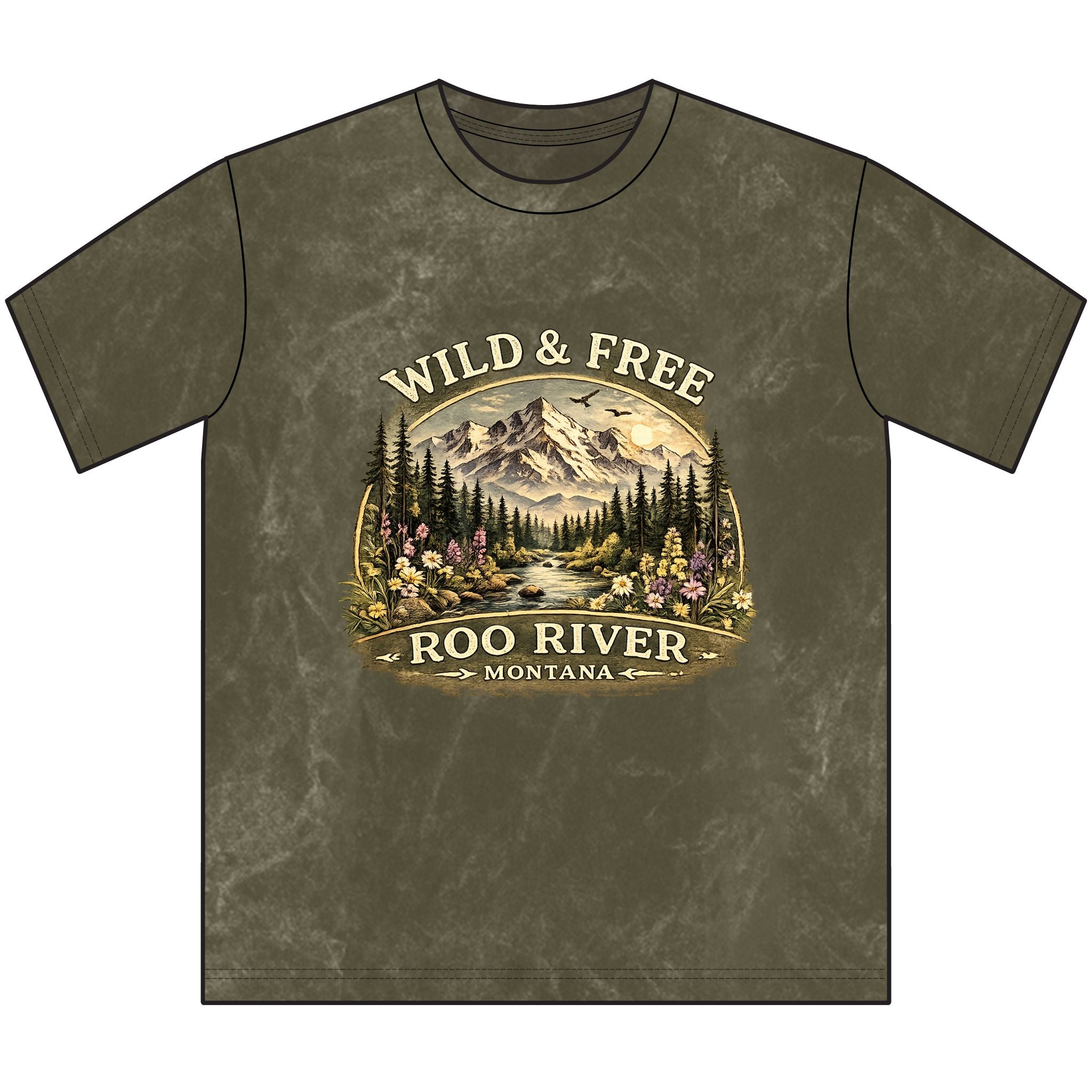 Wild & Free Roo River Montana Tee — Vintage Outdoor Mountain T-Shirt