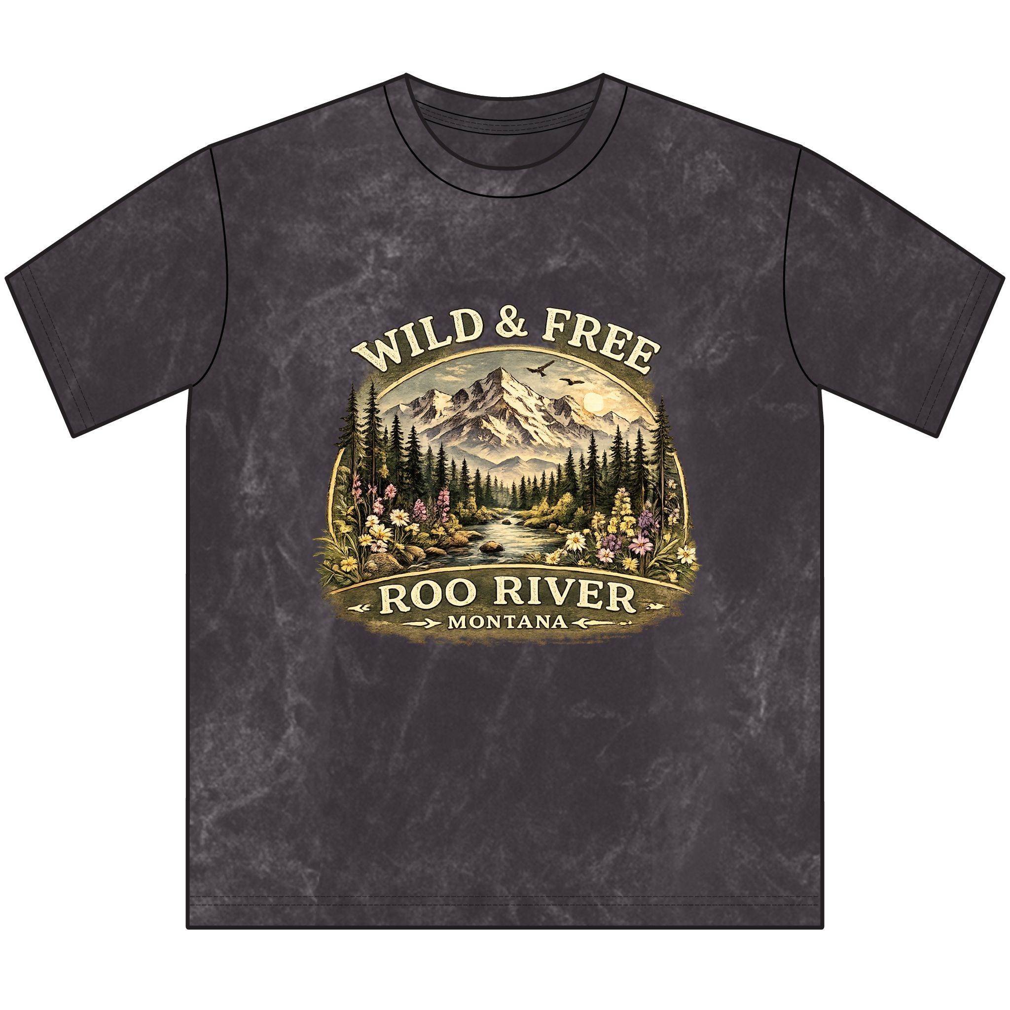 Wild & Free Roo River Montana Tee — Vintage Outdoor Mountain T-Shirt