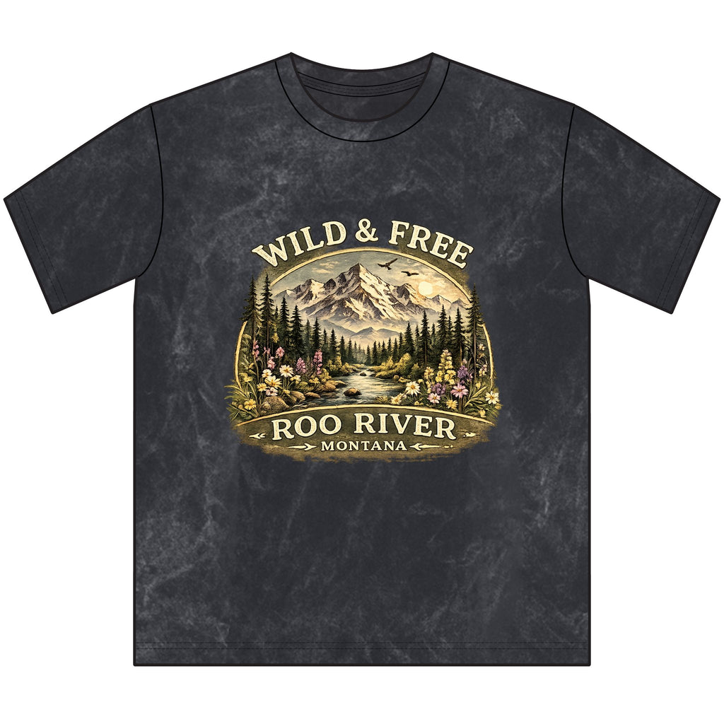 Wild & Free Roo River Montana Tee — Vintage Outdoor Mountain T-Shirt
