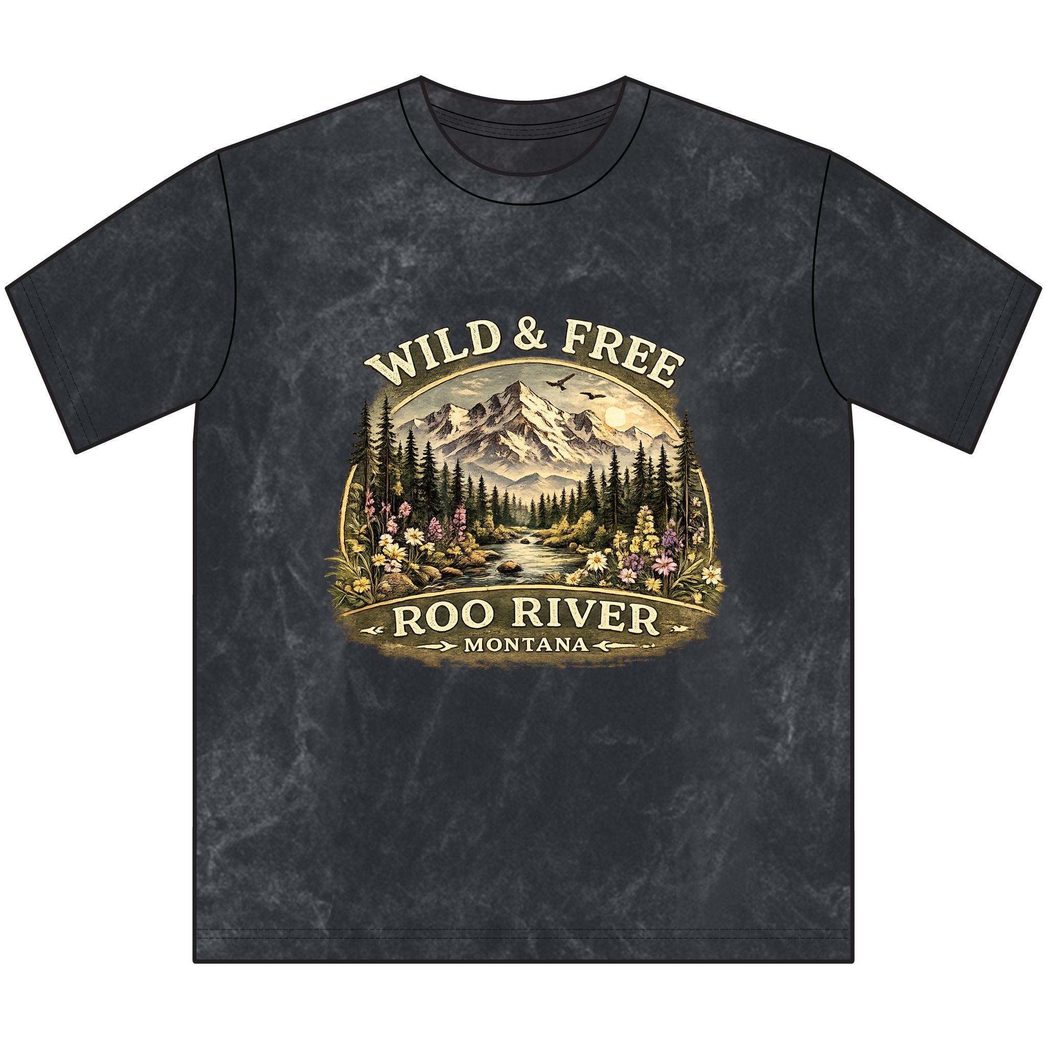 Wild & Free Roo River Montana Tee — Vintage Outdoor Mountain T-Shirt