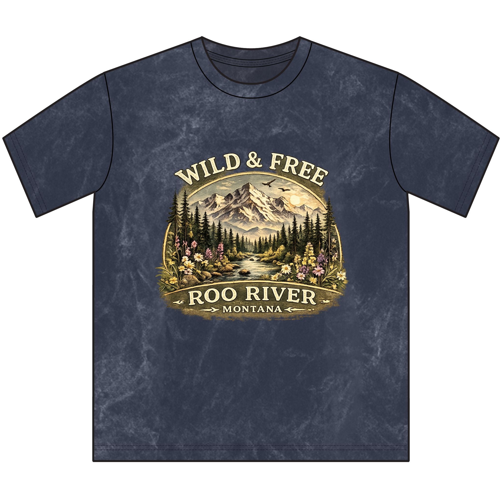 Wild & Free Roo River Montana Tee — Vintage Outdoor Mountain T-Shirt