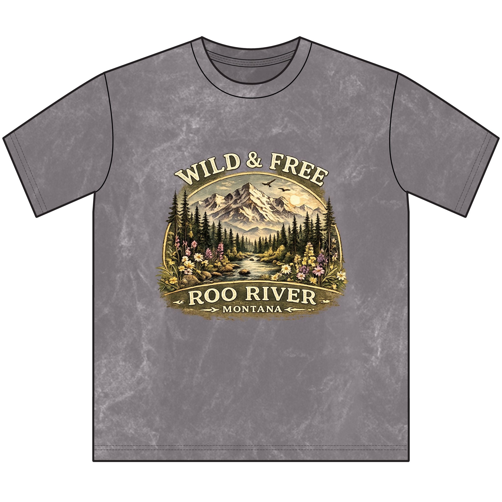 Wild & Free Roo River Montana Tee — Vintage Outdoor Mountain T-Shirt