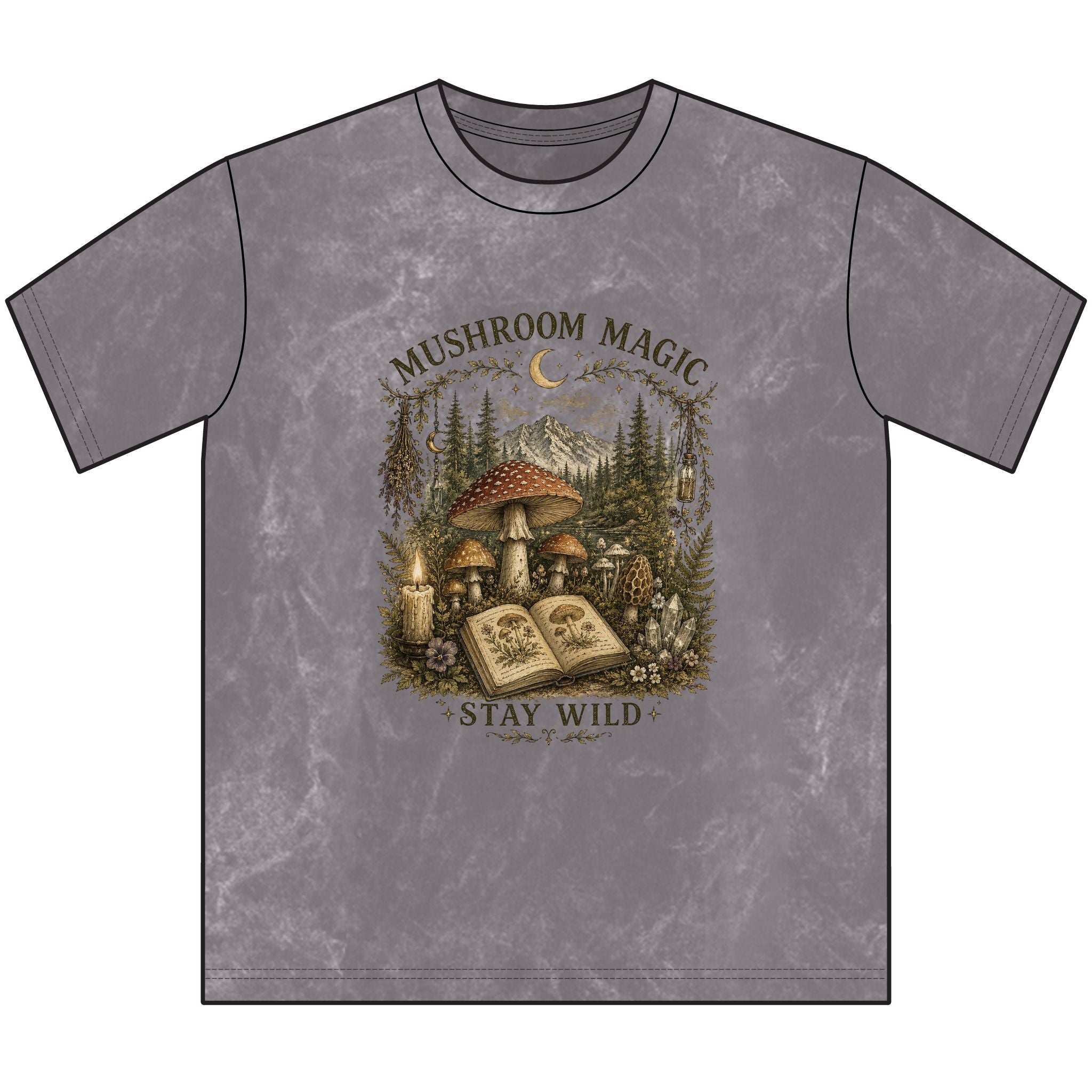 Kait's Hidden Hollow Vintage Tee — "Stay Wild" Forest Spell Graphic Shirt