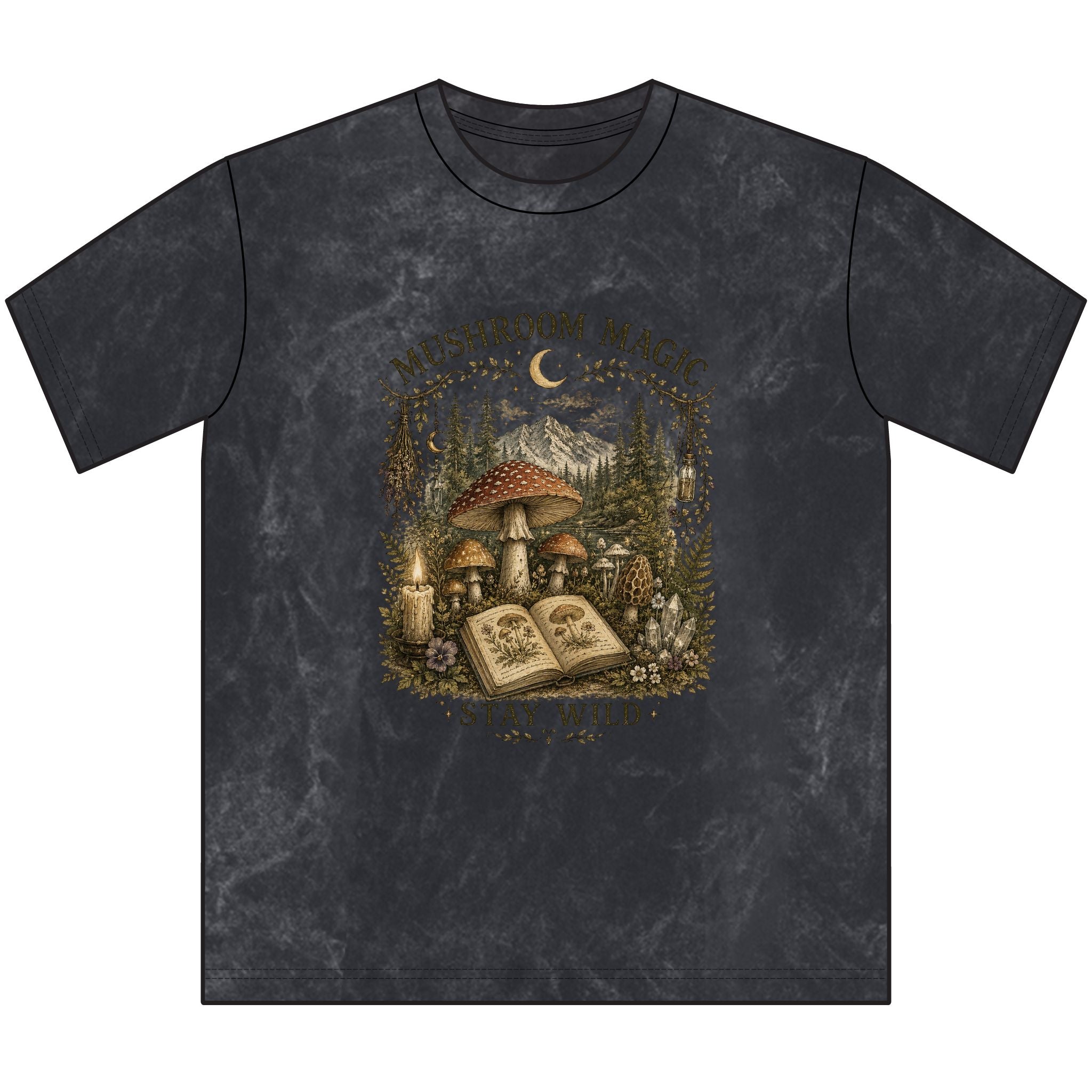 Kait's Hidden Hollow Vintage Tee — "Stay Wild" Forest Spell Graphic Shirt