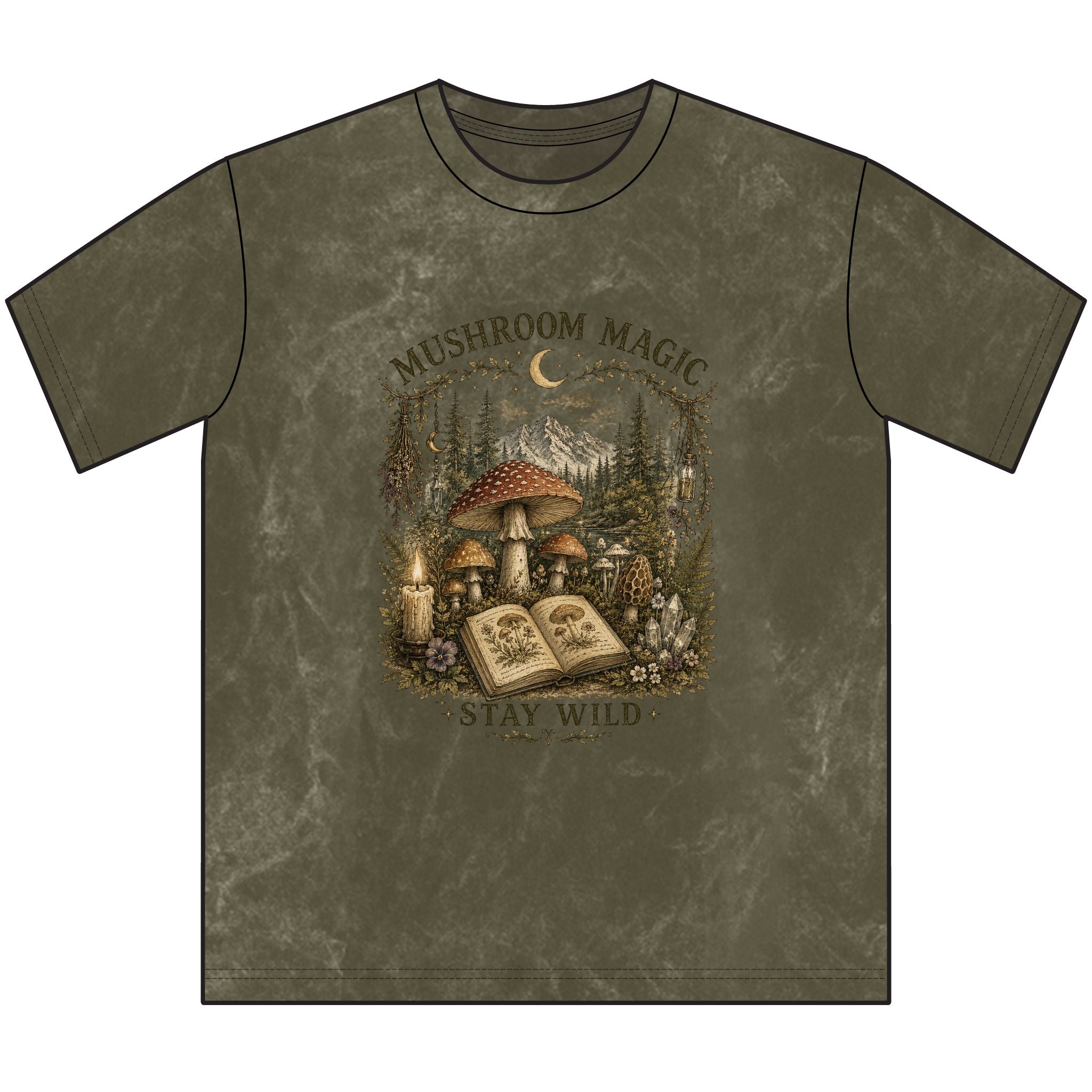 Kait's Hidden Hollow Vintage Tee — "Stay Wild" Forest Spell Graphic Shirt