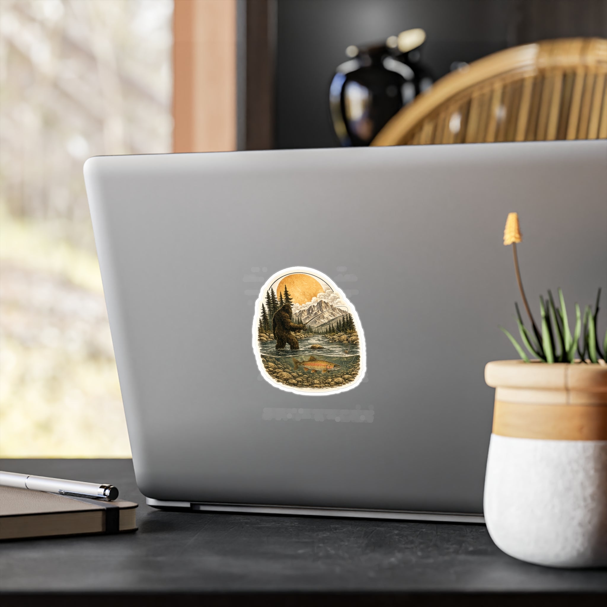 Sasquatch Fly Fishing Sticker — 3 inch Matte