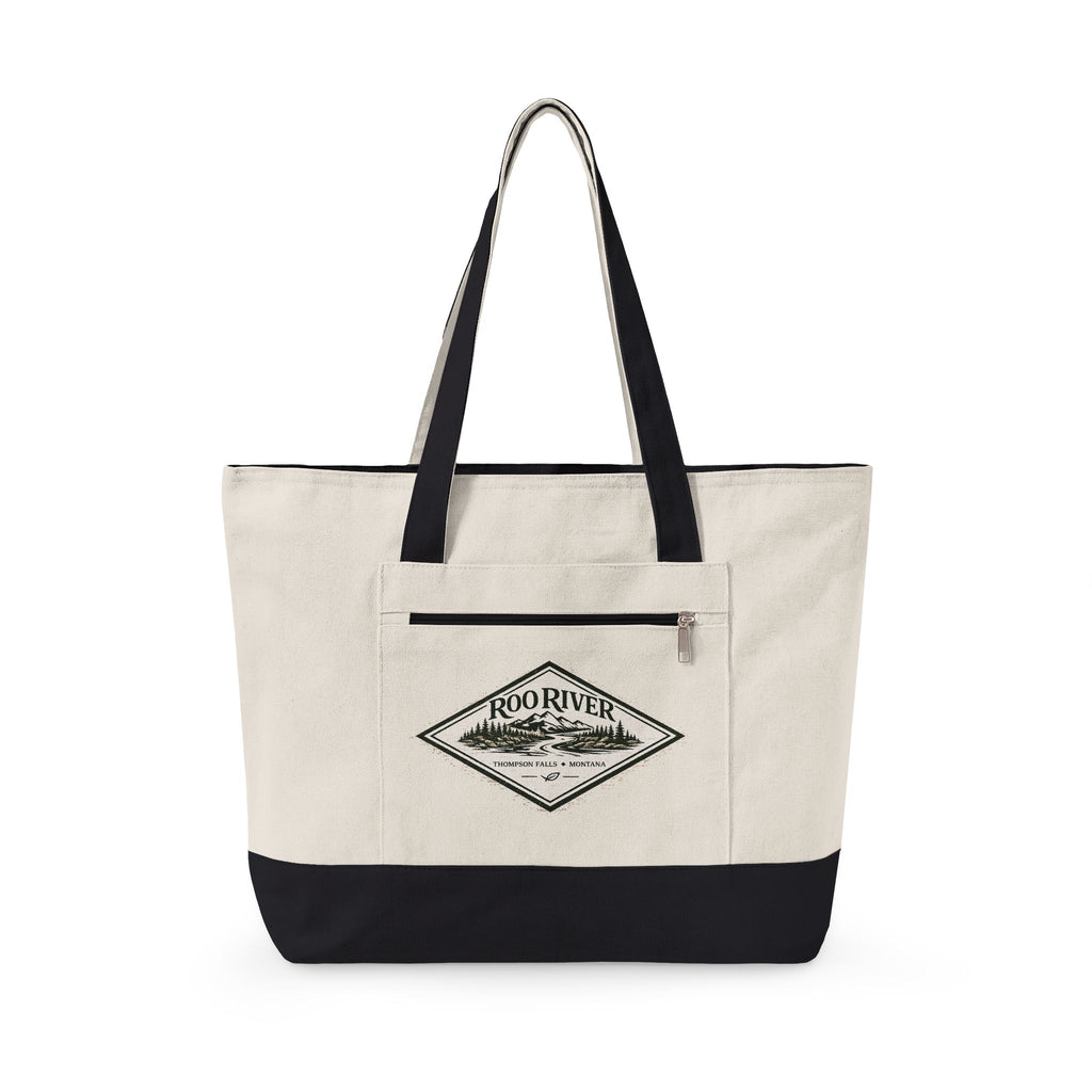 Canvas Tote Bag — Vintage Outdoors Floral Moth Zippered Tote