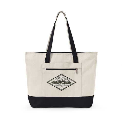 Canvas Tote Bag — Vintage Outdoors Floral Moth Zippered Tote