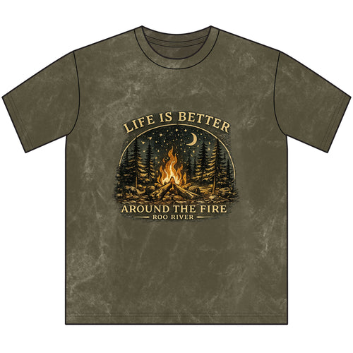 Campfire Graphic Tee — "Life Is Better Around the Fire" Vintage Outdoor T‑Shirt