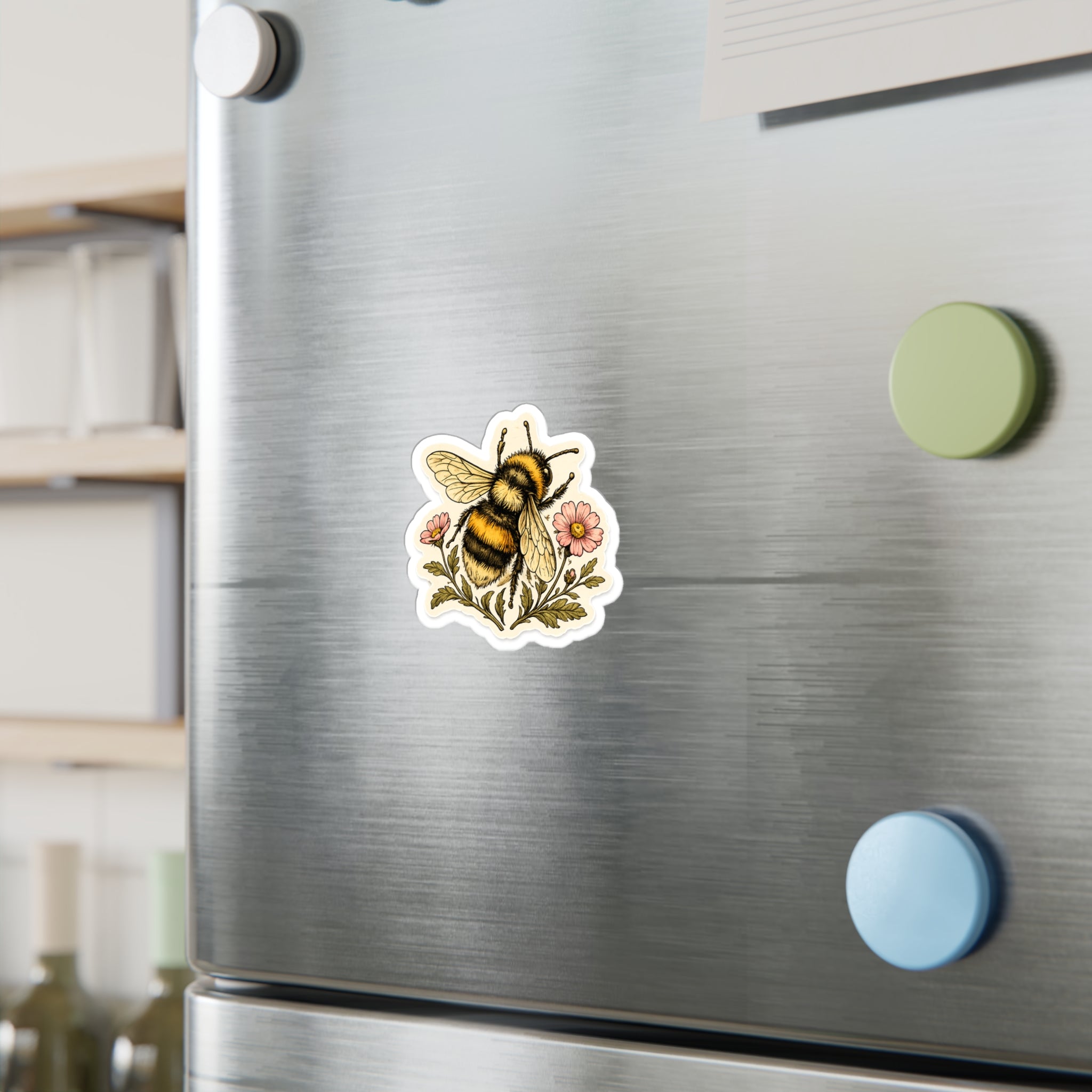 Bumblebee Floral Sticker — 3 inch Glossy