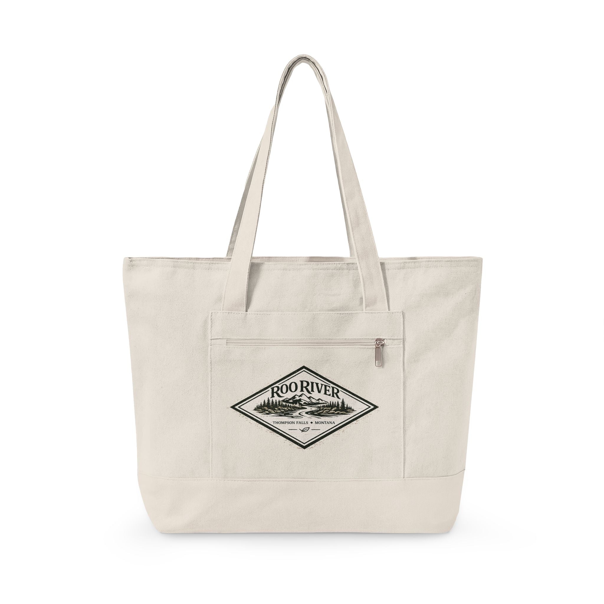 Canvas Tote Bag — Vintage Outdoors Floral Moth Zippered Tote
