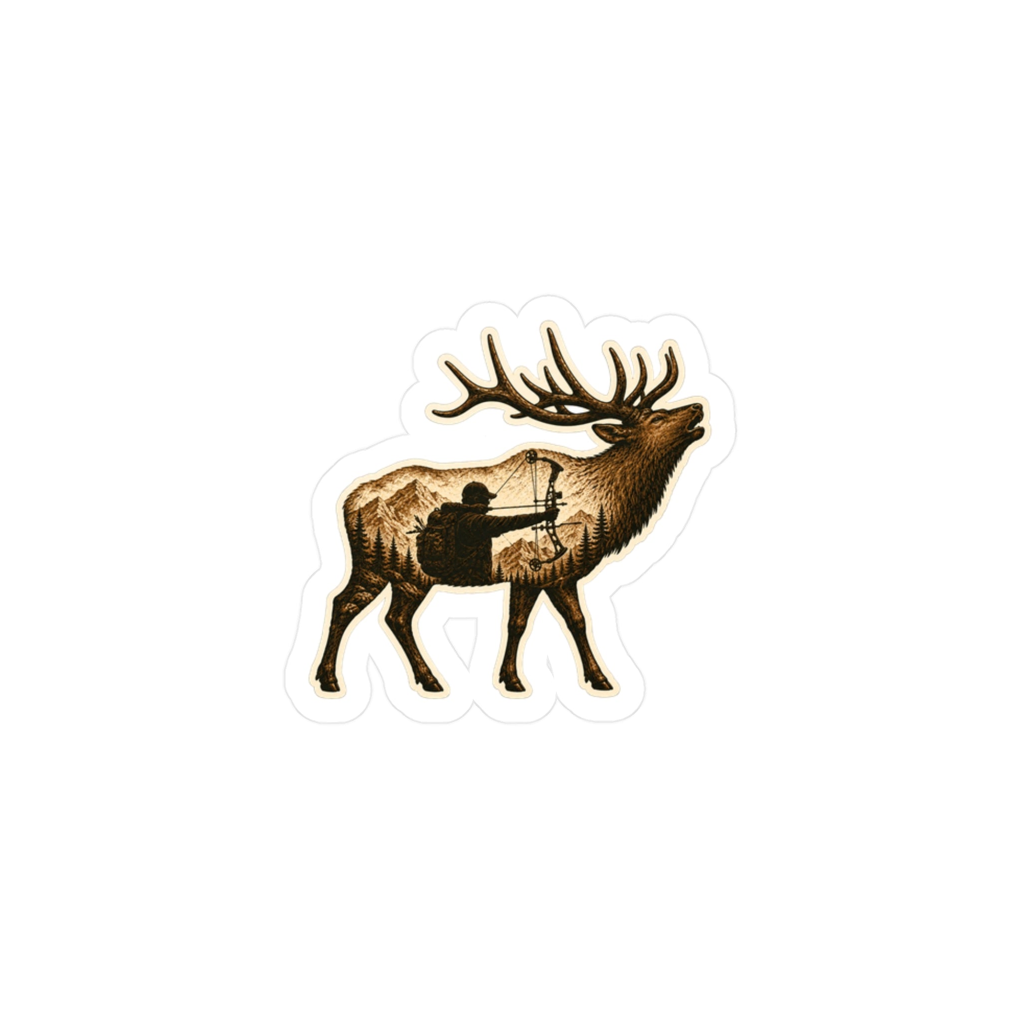 Water Resistant Bull Elk Archery Sticker — 3 inch glossy