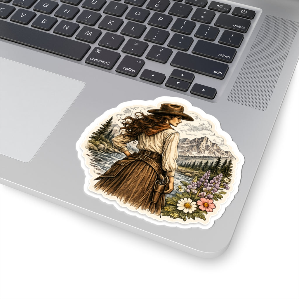 Vintage Western Cowgirl Sticker — 3 inch Matte