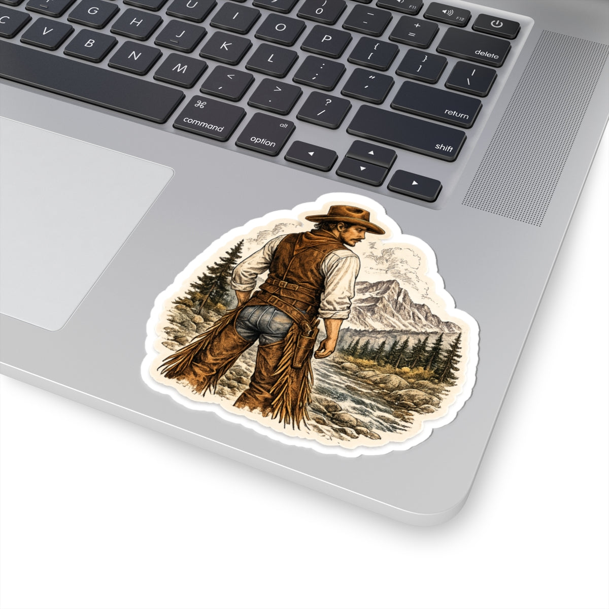 Cowboy in the Rockies Sticker — 3 inch Matte
