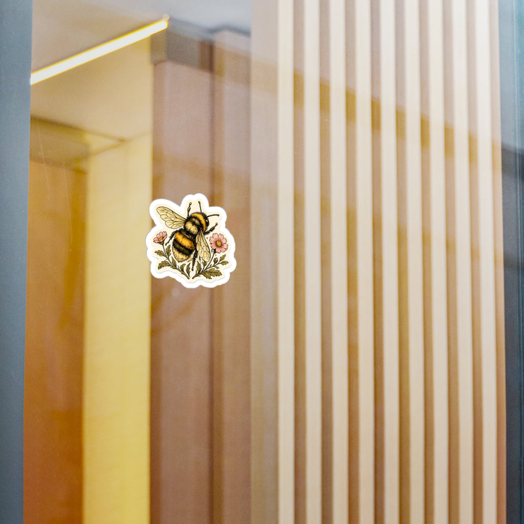Bumblebee Floral Sticker — 3 inch Glossy