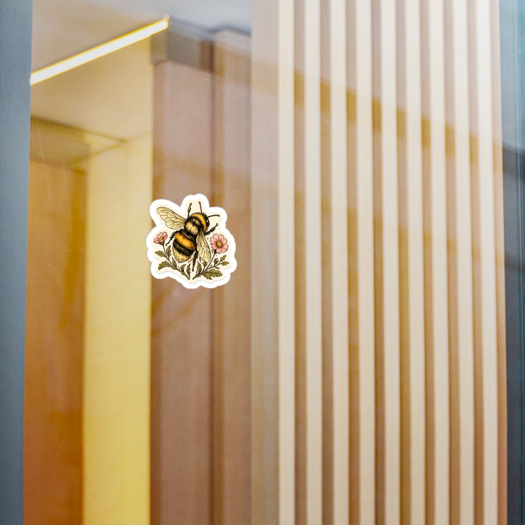Bumblebee Floral Sticker — 3 inch Glossy