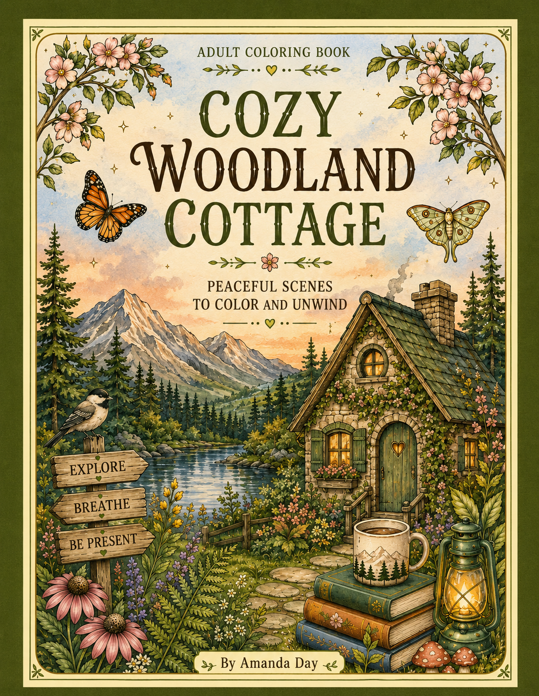 Cozy Woodland Cottage Coloring Book: An Adult Coloring Book of Peaceful Scenes to Color and Unwind