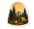 Camping Bigfoot Sticker — 3 inch sticker