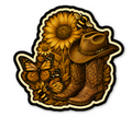 Sunflowers, Boots & Butterflies Sticker 3 inch