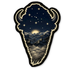 Midnight Mountain Bison Skull Sticker 3 inch