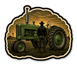 Vintage Green Tractor Sticker 3 inch