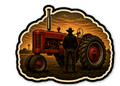 Vintage Red Tractor Sticker 3 inch