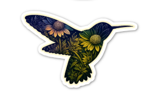 Wildflower Hummingbird Sticker 3 inch
