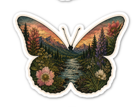 Mountain Meadow Butterfly Sticker 3 inch