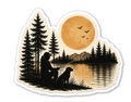 Sunset Fisherwoman & Lab Sticker