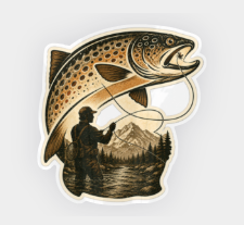 Mountain Fly Fishing Trout Sticker – Male 4 inch Glossy